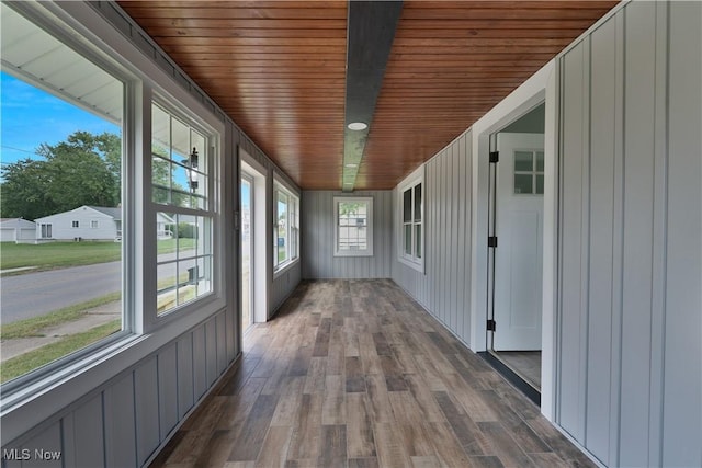 533 12th St, Campbell, OH 44405 - unfurnished sunroom featuring wood ceiling and wood finished floors