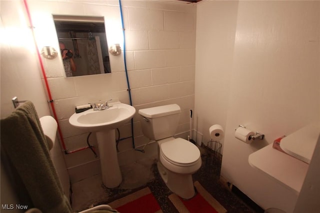 72 S Hartford Ave, Youngstown, OH 44509 - full bathroom featuring toilet and concrete block wall