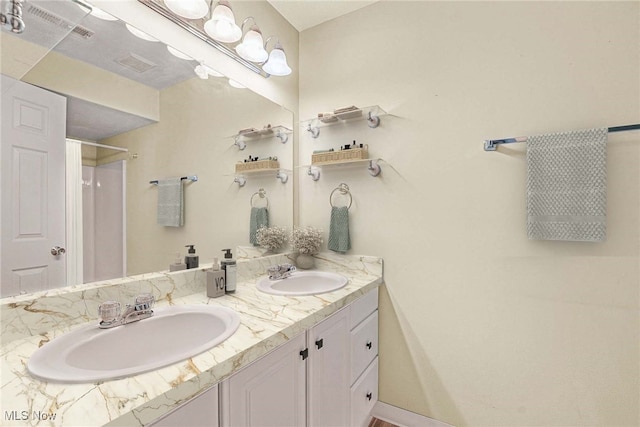 11253 Hampton Bay Ln, Concord, OH 44077 - bathroom with double vanity and a shower with shower curtain