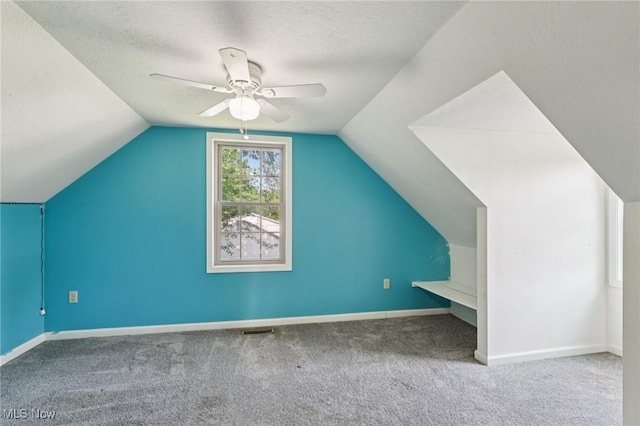 1811 Stepney St, Niles, OH 44446 - bonus room featuring carpet, a ceiling fan, vaulted ceiling, and a textured ceiling