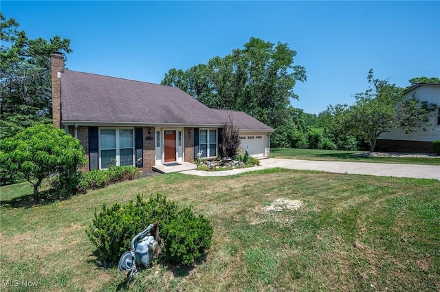 24 Heather Cir, Washington, WV 26181 - view of front of property with driveway, an attached garage, a chimney, and a front yard