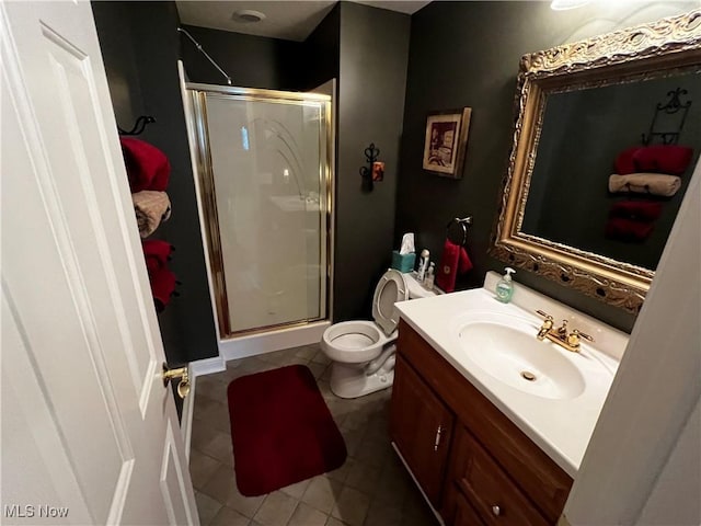 660 Rustic Knoll Dr, Kent, OH 44240 - bathroom with tile patterned floors, a shower stall, and vanity
