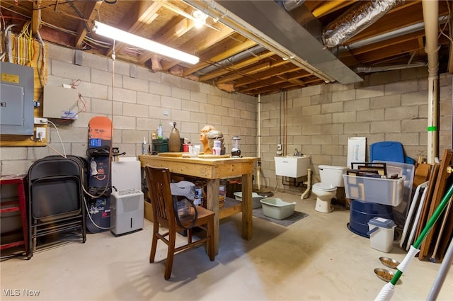 1648 E Turkey Run Dr, Newark, OH 43055 - unfinished basement featuring electric panel and concrete block wall