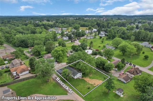 201 Hancock St, Woodsfield, OH 43793 - aerial view of residential area with property boundaries highlighted