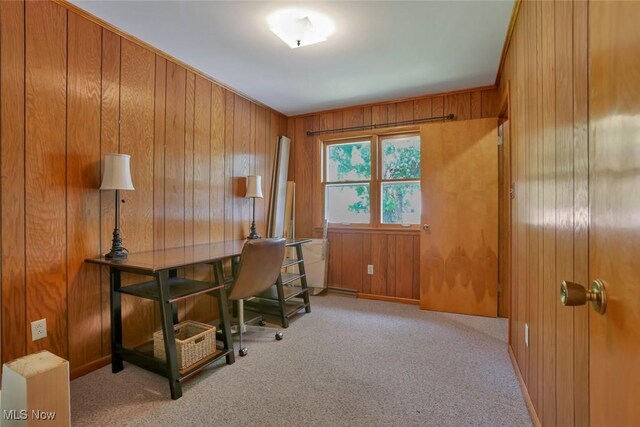 201 Hancock St, Woodsfield, OH 43793 - carpeted home office with wood walls