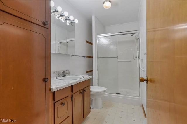 201 Hancock St, Woodsfield, OH 43793 - bathroom with vanity, tile patterned floors, and a shower stall