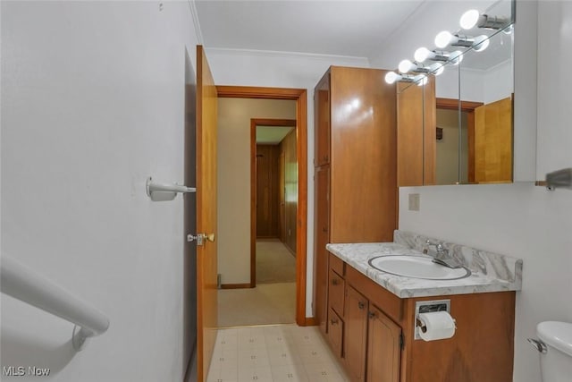 201 Hancock St, Woodsfield, OH 43793 - bathroom featuring vanity, tile patterned floors, and crown molding