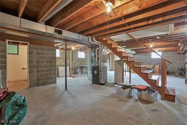 201 Hancock St, Woodsfield, OH 43793 - below grade area with stairs and heating unit