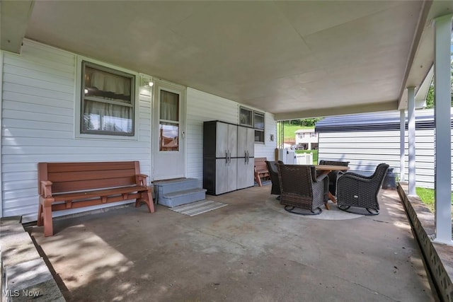 201 Hancock St, Woodsfield, OH 43793 - view of patio with entry steps and outdoor dining area