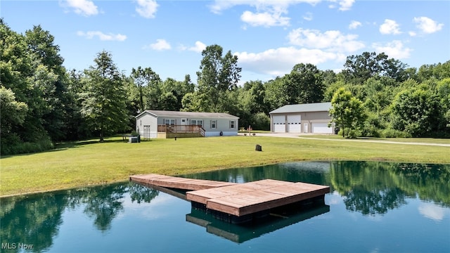 1467 Notman Rd, Deerfield, OH 44411 - dock area featuring a water view and a lawn