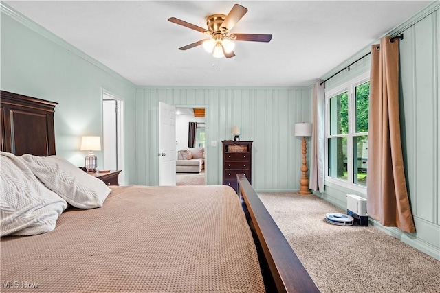 6170 Oberlin Rd, Amherst, OH 44001 - bedroom featuring carpet, ornamental molding, and ceiling fan