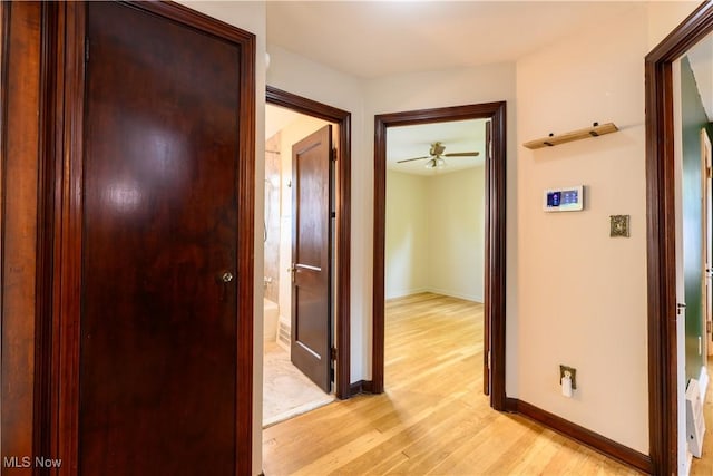 19005 Pawnee Ave, Cleveland, OH 44119 - hallway with light wood-type flooring and baseboards