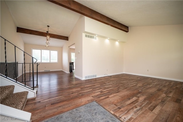 2835 Hallock Young Rd SW, Warren, OH 44481 - unfurnished living room featuring stairway and dark wood-type flooring