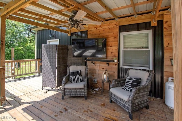 10770 W W Salem Rd, West Salem, OH 44287 - wooden deck with a ceiling fan