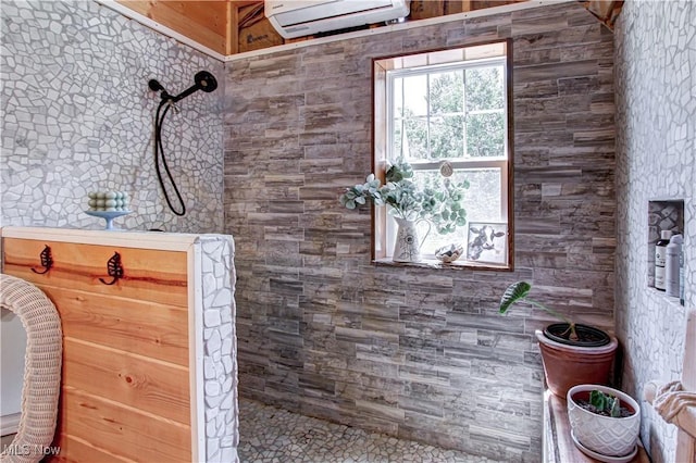 10770 W W Salem Rd, West Salem, OH 44287 - bathroom featuring a wall unit AC and walk in shower