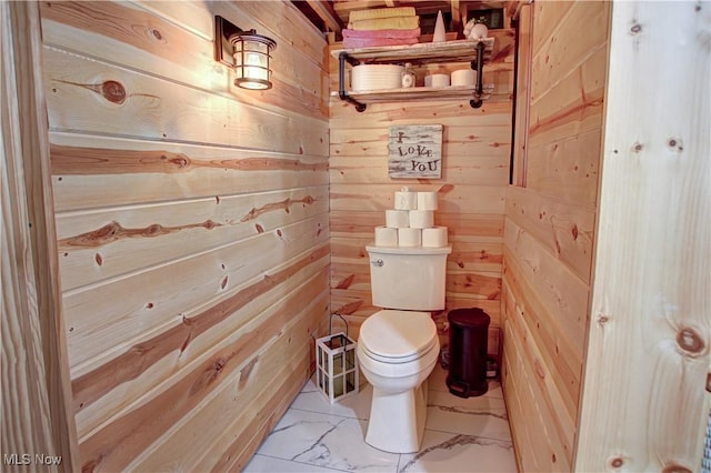 10770 W W Salem Rd, West Salem, OH 44287 - half bathroom with wood walls and marble look tiles