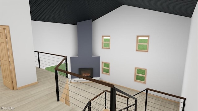 10770 W W Salem Rd, West Salem, OH 44287 - stairs with wood finished floors and high vaulted ceiling