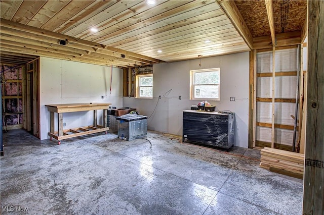 10770 W W Salem Rd, West Salem, OH 44287 - miscellaneous room featuring wooden ceiling and concrete flooring