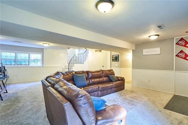 2948 Robin Hill Ln, Mogadore, OH 44260 - carpeted living area with stairway