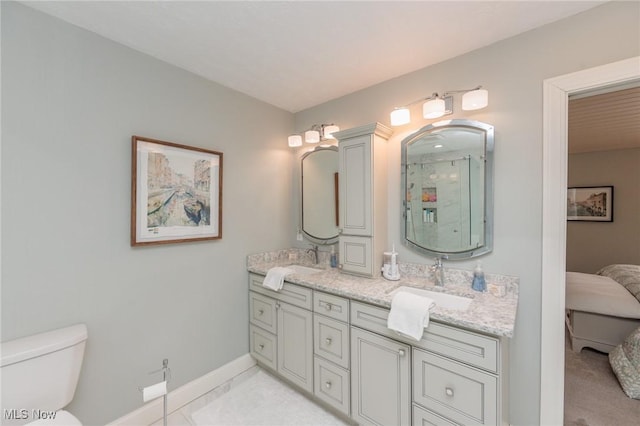6252 Pebblebrook Ln, North Olmsted, OH 44070 - ensuite bathroom with double vanity and an enclosed shower