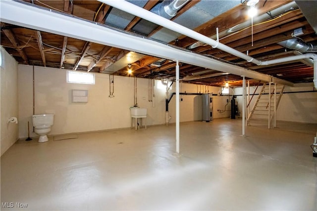 2456 Batdorf Rd, Wooster, OH 44691 - basement with water heater and stairs