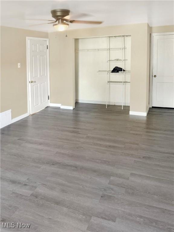1209 Courtland Rd, Weirton, WV 26062 - unfurnished living room featuring a ceiling fan and wood finished floors