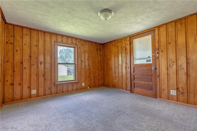 312 28th St SW, Canton, OH 44706 - carpeted spare room featuring a textured ceiling and wood walls