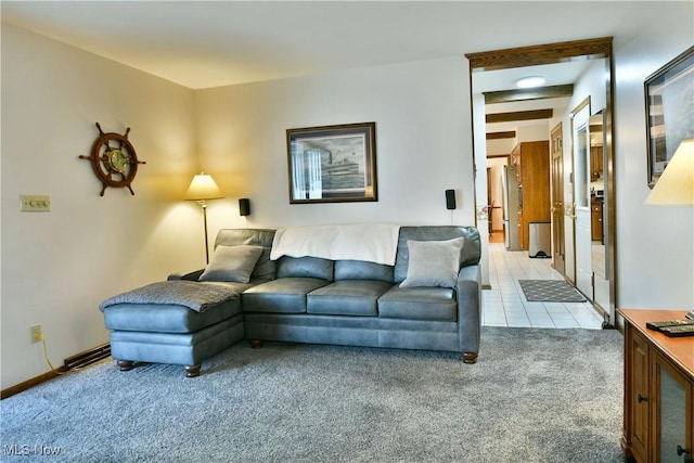 8518 Four Seasons Trl, Poland, OH 44514 - living area featuring light carpet and light tile patterned flooring
