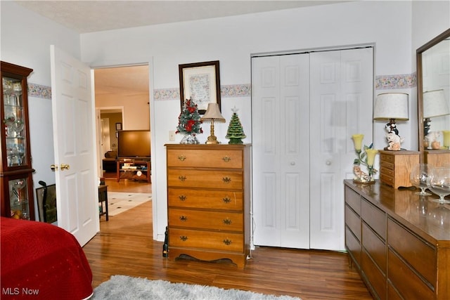 252 Greenbriar Dr, Cortland, OH 44410 - bedroom featuring dark wood-style floors and a closet