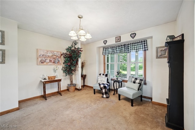 3823 Kyle Rd, Dorset, OH 44032 - living area with carpet and a chandelier