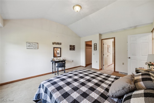 3823 Kyle Rd, Dorset, OH 44032 - bedroom with lofted ceiling, light colored carpet, and a closet