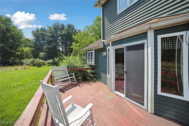 3823 Kyle Rd, Dorset, OH 44032 - wooden deck featuring a lawn