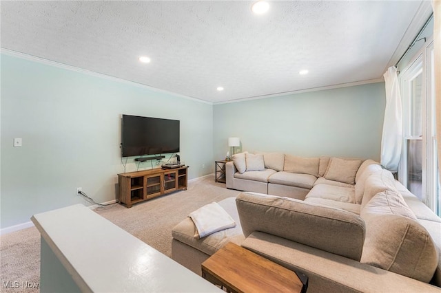 300 Chatham Dr, Aurora, OH 44202 - living area featuring carpet floors, recessed lighting, and crown molding