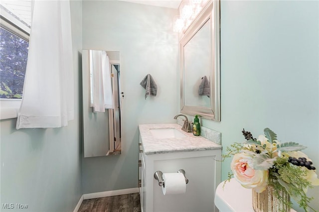 300 Chatham Dr, Aurora, OH 44202 - bathroom with vanity and wood finished floors