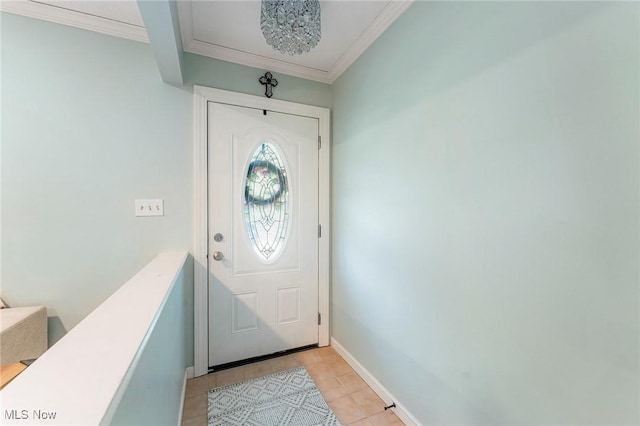 300 Chatham Dr, Aurora, OH 44202 - entryway with light tile patterned floors and ornamental molding