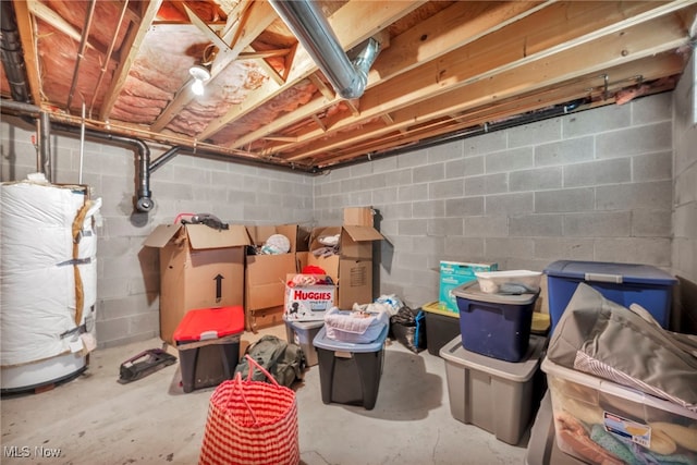 9827 Akron Rd, Rittman, OH 44270 - unfinished basement with water heater and concrete block wall