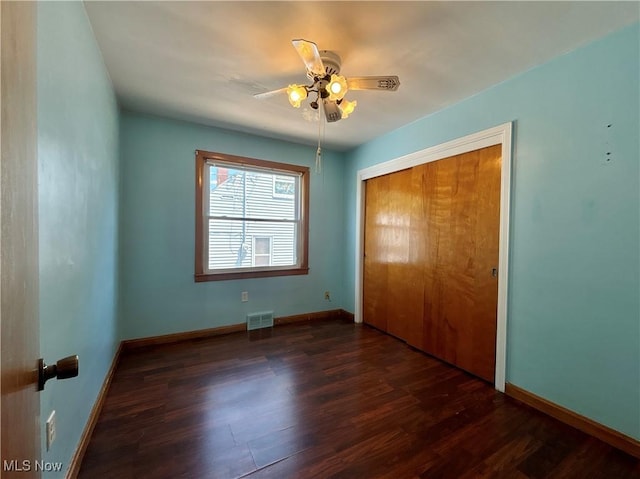 3109 Latimer Ave, Ashtabula, OH 44004 - unfurnished bedroom with wood finished floors, a closet, and ceiling fan