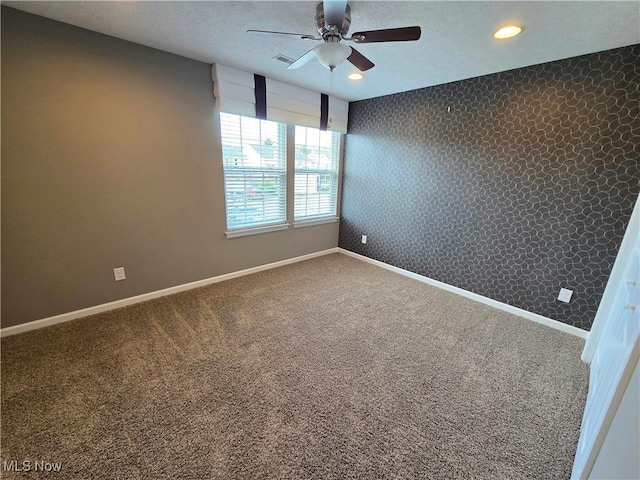 4312 Brooks Ct, Lorain, OH 44053 - carpeted empty room featuring a ceiling fan and recessed lighting
