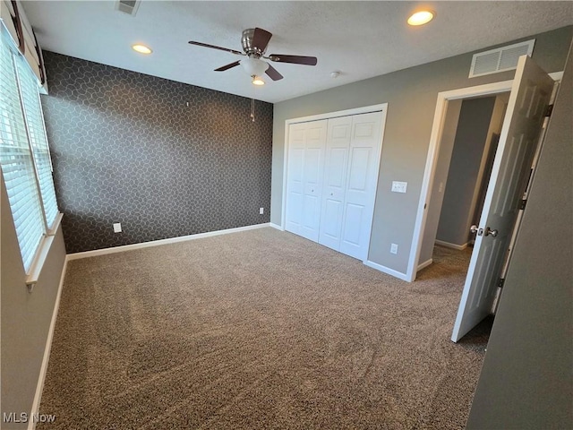 4312 Brooks Ct, Lorain, OH 44053 - unfurnished bedroom with carpet floors, recessed lighting, a closet, and a ceiling fan