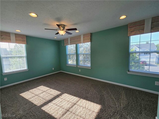 4312 Brooks Ct, Lorain, OH 44053 - carpeted empty room with recessed lighting, ceiling fan, and a textured ceiling