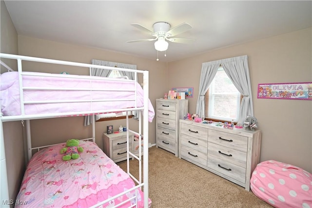 48 Mary Ann Ln, Youngstown, OH 44511 - bedroom with light carpet and a ceiling fan