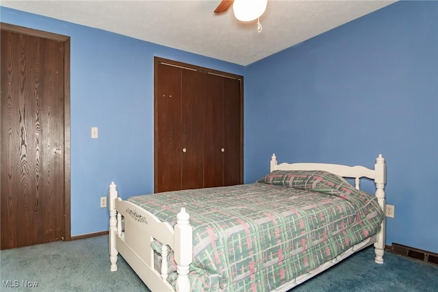 751 Bacon Rd, Oh, OH 44077 - bedroom featuring carpet flooring, a closet, and a ceiling fan