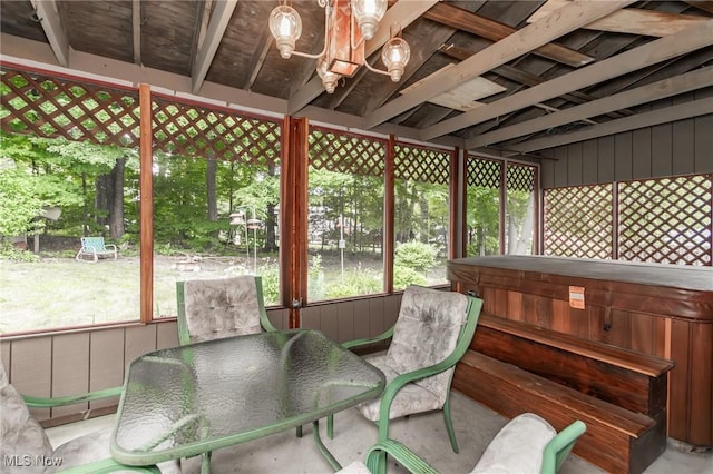 751 Bacon Rd, Oh, OH 44077 - sunroom / solarium with a jacuzzi and outdoor dining space