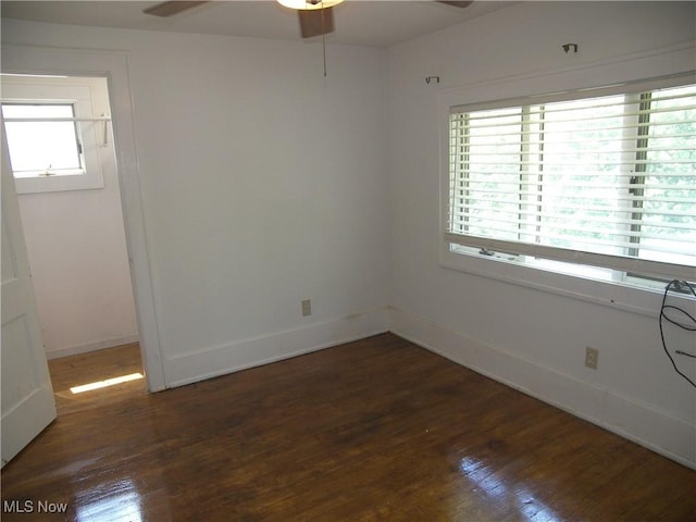 24 E 220th St E, Euclid, OH 44123 - spare room featuring a ceiling fan, wood finished floors, and healthy amount of natural light
