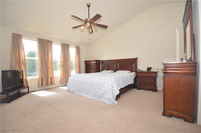 4909 Garnet Cir, Stow, OH 44224 - carpeted bedroom featuring vaulted ceiling and a ceiling fan