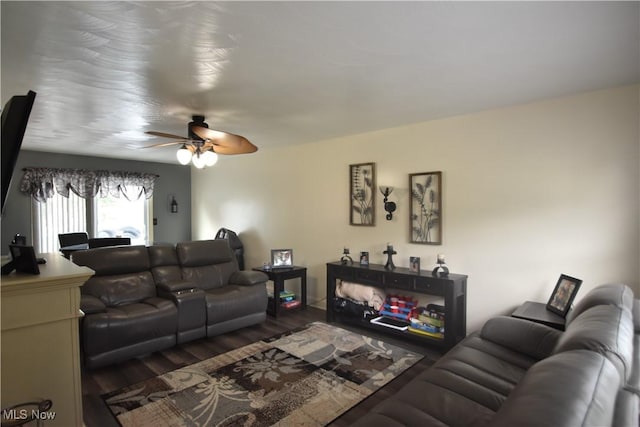 307 Crimson Cir, Campbell, OH 44405 - living room featuring ceiling fan and wood finished floors