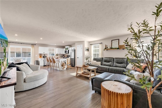 3772 Willow Way, Perry, OH 44081 - living area featuring plenty of natural light, wood finished floors, recessed lighting, and a textured ceiling