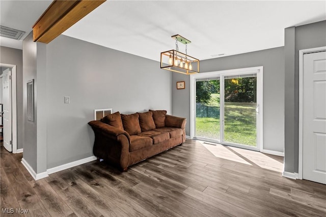 382 Rosemont Ave, Austintown, OH 44515 - living room featuring dark wood-type flooring and a chandelier