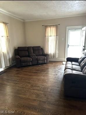 120 Welday Ave, Steubenville, OH 43952 - living area with ornamental molding and dark wood-type flooring