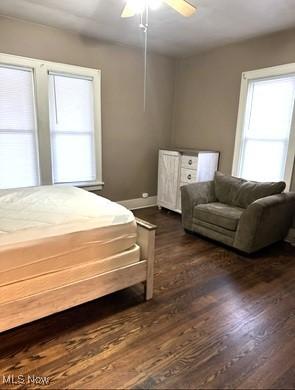 120 Welday Ave, Steubenville, OH 43952 - bedroom with dark wood finished floors and a ceiling fan